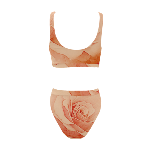 Beautiful roses Sport Top & High-Waisted Bikini Swimsuit (Model S07)