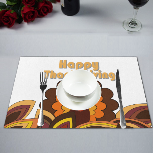 Retro Turkey Happy Thanksgiving Placemat 12’’ x 18’’ (Six Pieces)