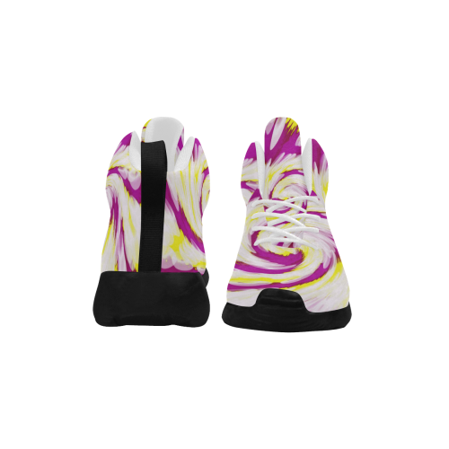 Pink Yellow Tie Dye Swirl Abstract Women's Chukka Training Shoes (Model 57502)