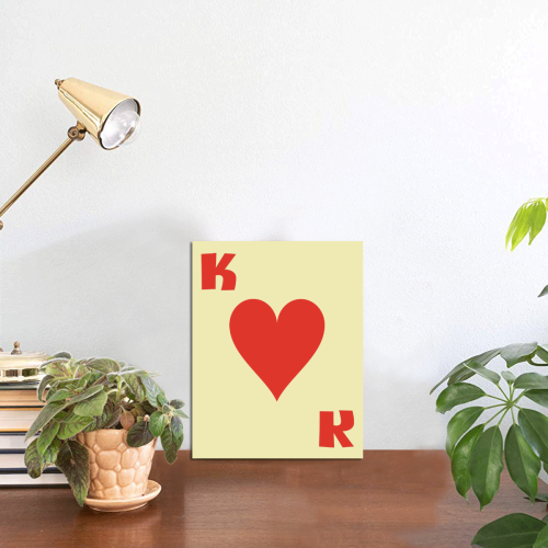 Playing Card King of Hearts on Yellow Photo Panel for Tabletop Display 6"x8"