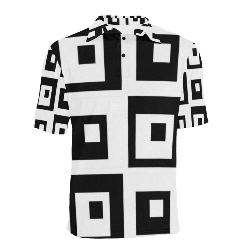 Black & White Cubes Men's All Over Print Polo Shirt (Model T55)