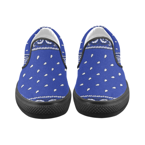 KERCHIEF PATTERN BLUE Slip-on Canvas Shoes for Men/Large Size (Model 019)