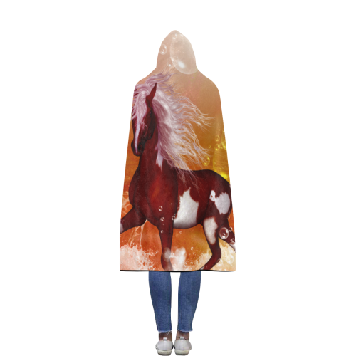 The wild horse Flannel Hooded Blanket 56''x80''