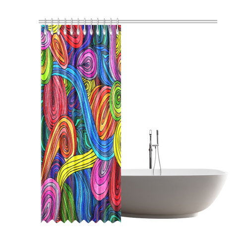 Psychedelic Lines Shower Curtain 69"x84"