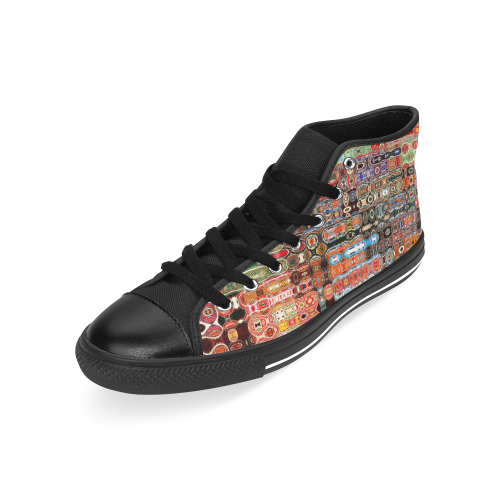 Abstract Mosaic Retro Men’s Classic High Top Canvas Shoes /Large Size (Model 017)