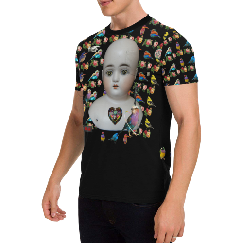 All the Birds and Roses and a Creepy Doll Men's All Over Print T-Shirt with Chest Pocket (Model T56)