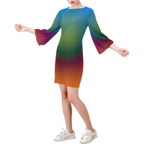 Big Rich Spectrum by Aleta Bell Sleeve Dress (Model D52)