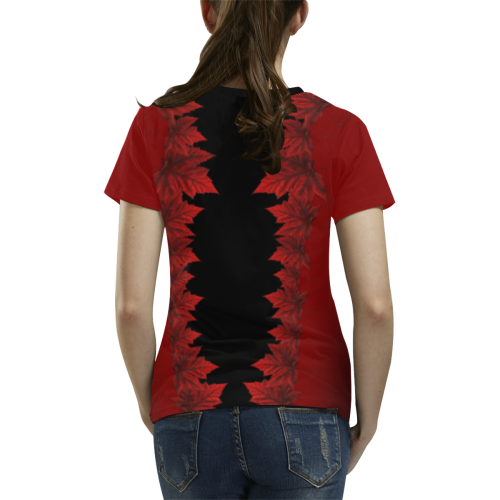 Canada Maple Leaf T-shirts Women's Plus Size All Over Print T-shirt for Women/Large Size (USA Size) (Model T40)