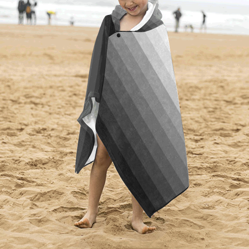 Black, grey, white multicolored stripes Kids' Hooded Bath Towels