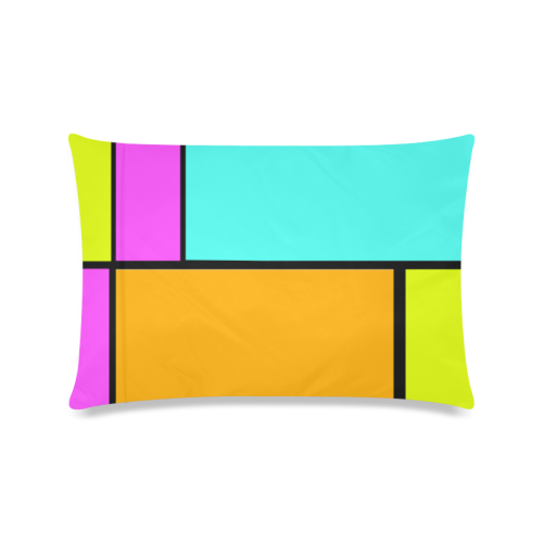 Block Retro Tangerine Turquoise Yellow Pink Custom Zippered Pillow Case 16"x24"(Twin Sides)