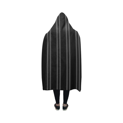 Gray/Aqua Stripes on Black Background Hooded Blanket 50''x40''