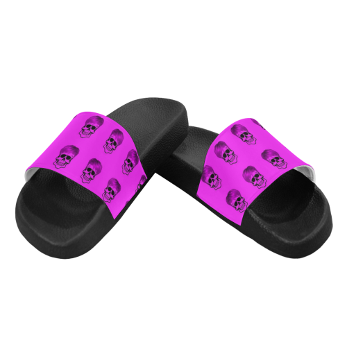 Funny Skull Pattern, pink Women's Slide Sandals (Model 057)