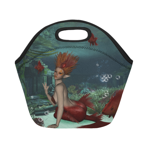 Beautiful mermaid and fantasy fish Neoprene Lunch Bag/Small (Model 1669)