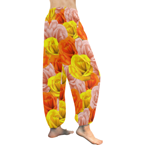 Roses Pastel Colors Floral Collage Women's All Over Print Harem Pants (Model L18)