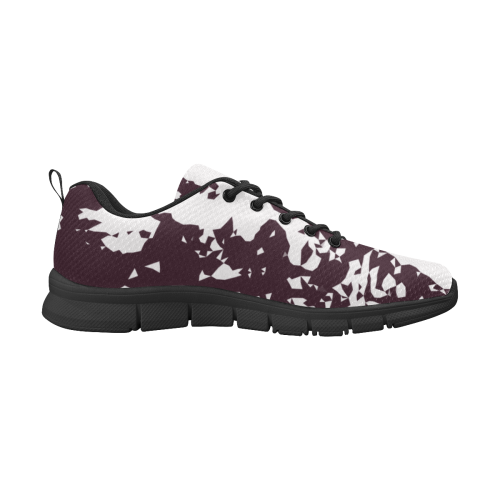 Dark Brown White Abstraction Women's Breathable Running Shoes/Large (Model 055)