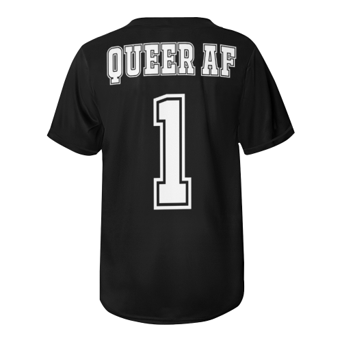 (BLACK) Queer AF Jersey All Over Print Baseball Jersey for Men (Model T50)