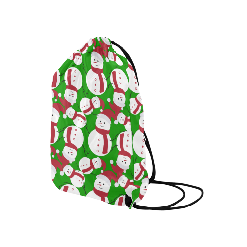 Snowman GREEN Medium Drawstring Bag Model 1604 (Twin Sides) 13.8"(W) * 18.1"(H)