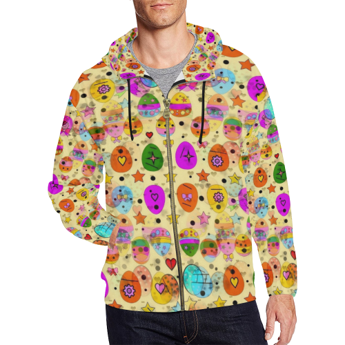 Eggcellent Popart by Nico Bielow All Over Print Full Zip Hoodie for Men (Model H14)