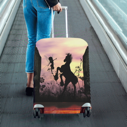 Wonderful fairy with foal in the sunset Luggage Cover/Medium 22"-25"