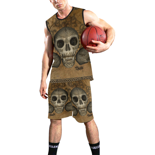 Awesome skull with celtic knot All Over Print Basketball Uniform