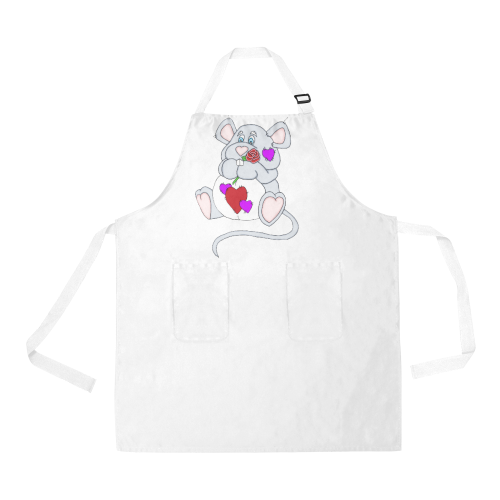 Valentine Mouse White All Over Print Apron