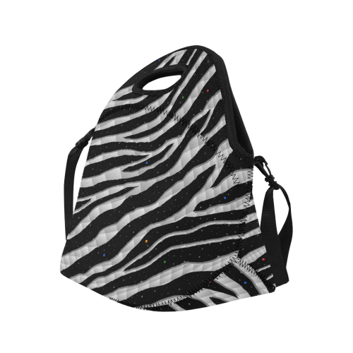 Ripped SpaceTime Stripes - White Neoprene Lunch Bag/Large (Model 1669)