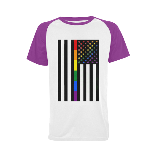 NYC Pride 20 White/Purple Big Men's Raglan T-shirt Big Size (USA Size) (Model T11)