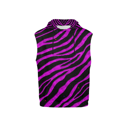 Ripped SpaceTime Stripes - Pink All Over Print Sleeveless Hoodie for Kid (Model H15)