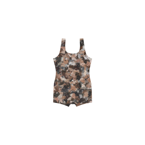 Black, Brown and Gray Paint Splatters Classic One Piece Swimwear (Model S03)