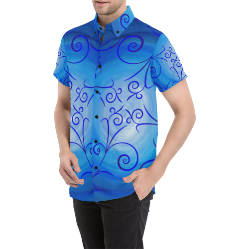 Blau Blau Batik Men's All Over Print Short Sleeve Shirt (Model T53)