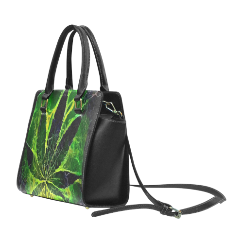 Acid Leaf (Black) Rivet Shoulder Handbag (Model 1645)