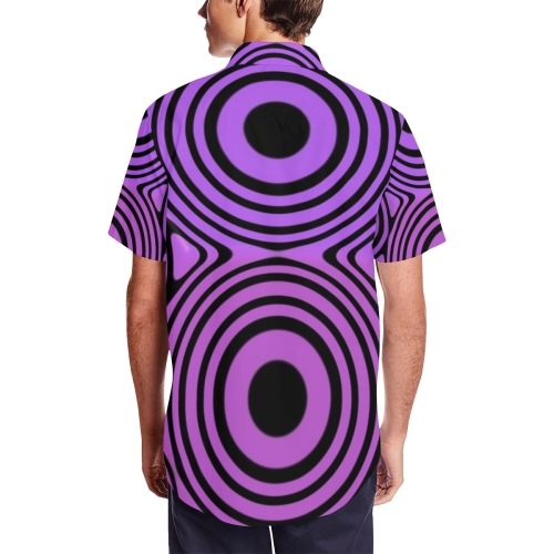 Psycho Circles Men's Short Sleeve Shirt with Lapel Collar (Model T54)