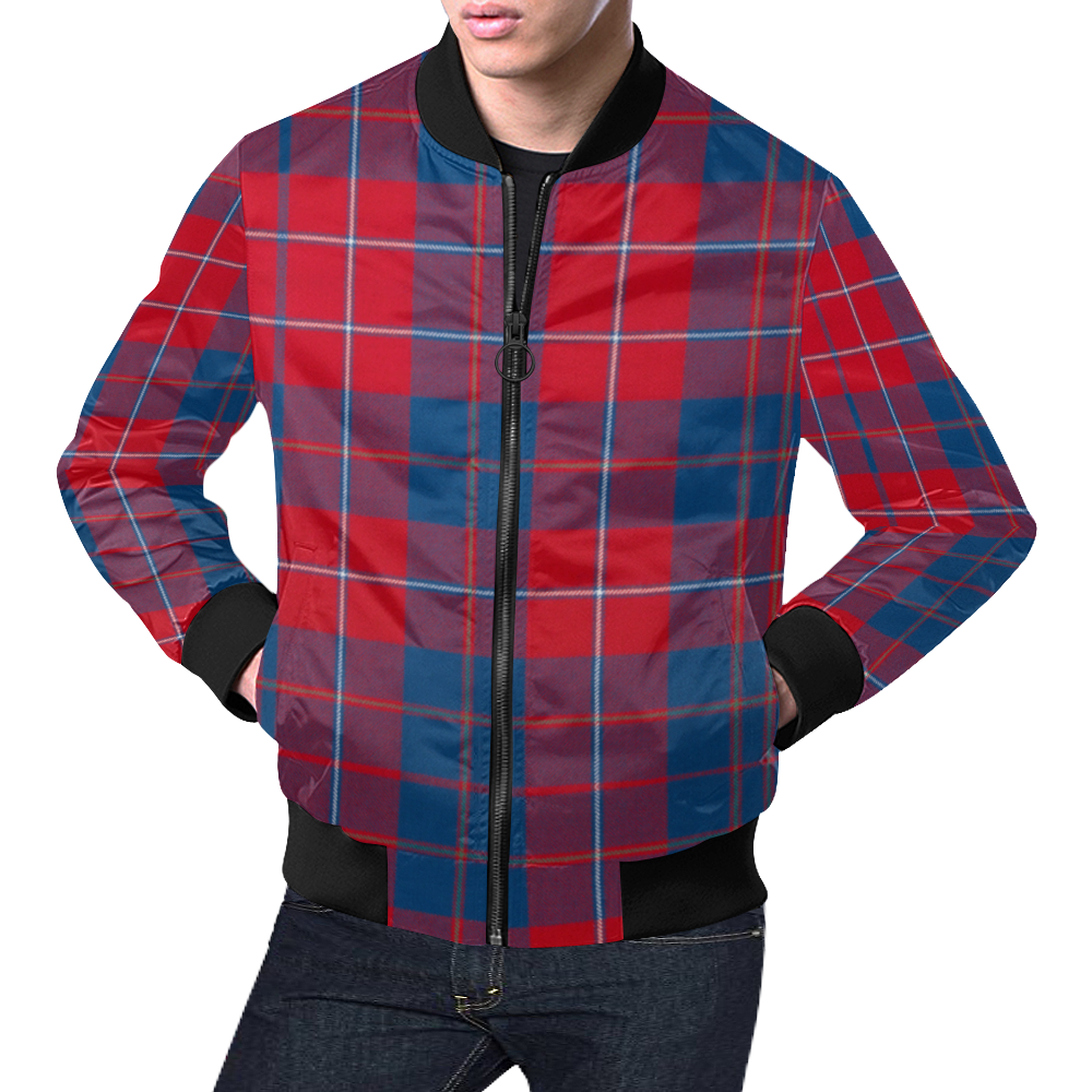 red tartan bomber jacket