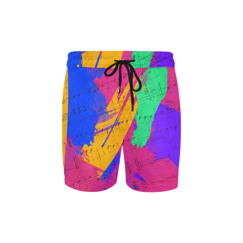 Groovy Paint Brush Strokes with Music Notes Men's Mid-Length Swim Shorts (Model L39)