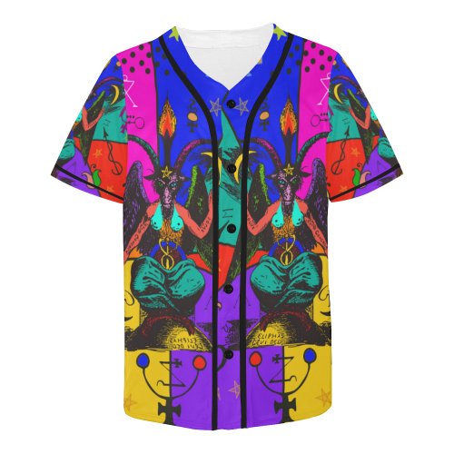 Awesome Baphomet Popart All Over Print Baseball Jersey for Men (Model T50)