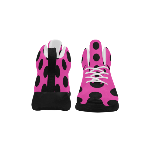 Black Polka Dots on Pink Women's Chukka Training Shoes (Model 57502)