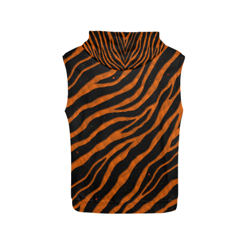 Ripped SpaceTime Stripes - Orange All Over Print Sleeveless Hoodie for Men (Model H15)