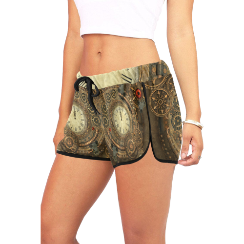 Steampunk, awesome clockwork Women's All Over Print Relaxed Shorts (Model L19)