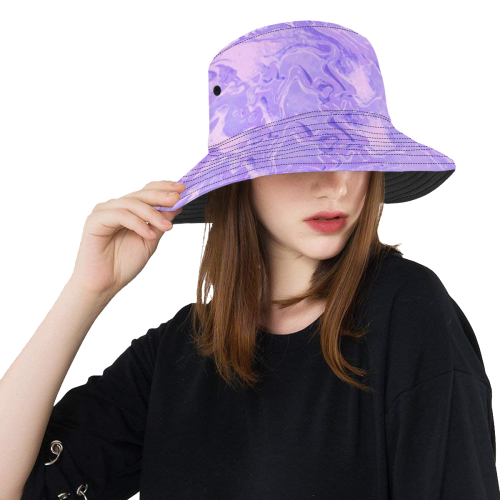 Claire - purple tie dye swirl bucket hat personalize All Over Print Bucket Hat