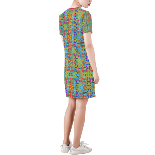 star gworgwous Short-Sleeve Round Neck A-Line Dress (Model D47)