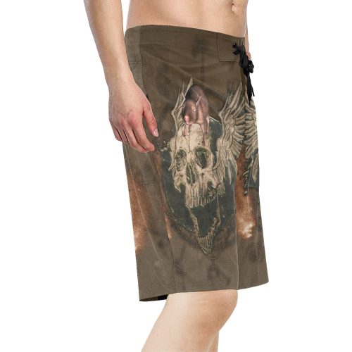 Awesome skull with rat Men's All Over Print Board Shorts (Model L16)