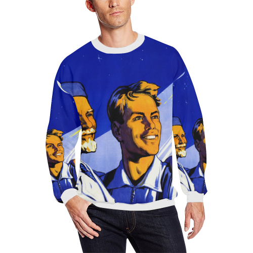 Glory to the workers of Soviet science and technol All Over Print Crewneck Sweatshirt for Men (Model H18)