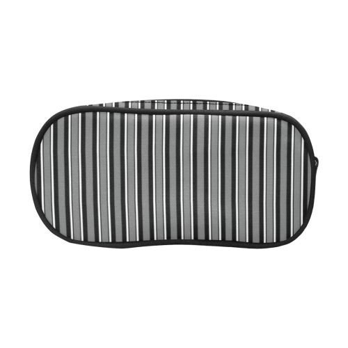 Stripes Black, Gray and White Pencil Pouch/Large (Model 1680)