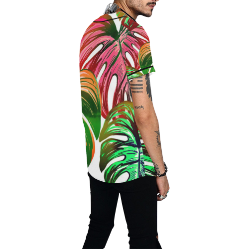 Pretty Leaves D by JamColors All Over Print Baseball Jersey for Men (Model T50)