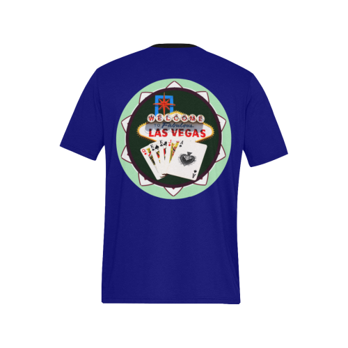 LasVegasIcons Poker Chip - Poker Hand Blue Men's All Over Print T-Shirt (Solid Color Neck) (Model T63)
