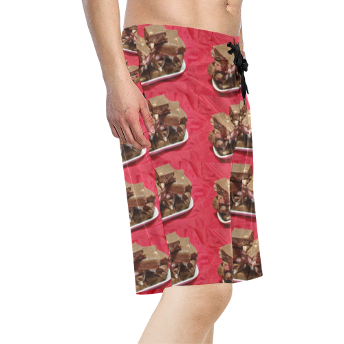 Cherry Chocolate Marshmallow Fudge On A Plate Collage Men's All Over Print Board Shorts (Model L16)