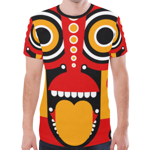 Tiki Mask New All Over Print T-shirt for Men/Large Size (Model T45)