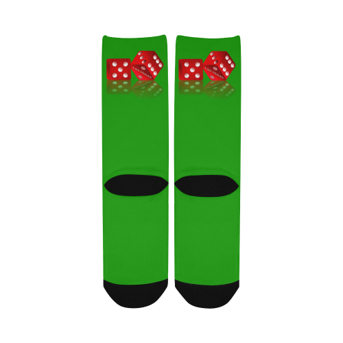 Las Vegas Craps Dice Green Custom Socks for Women
