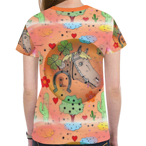 Horse Popart by Nico Bielow New All Over Print T-shirt for Women (Model T45)