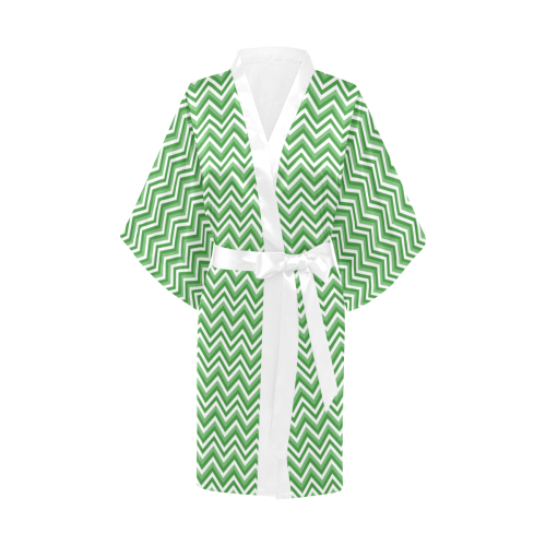 Green Chevron Kimono Robe
